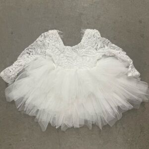 NWT 2 Bunnies White Lace Tutu Dress for Wedding Christening Special Occasion 6M